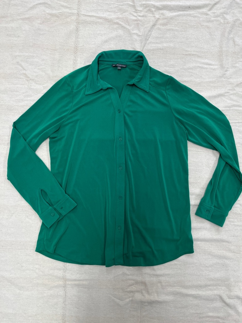 Adrianna Papell Emerald Green Long-Sleeve Button Shirt